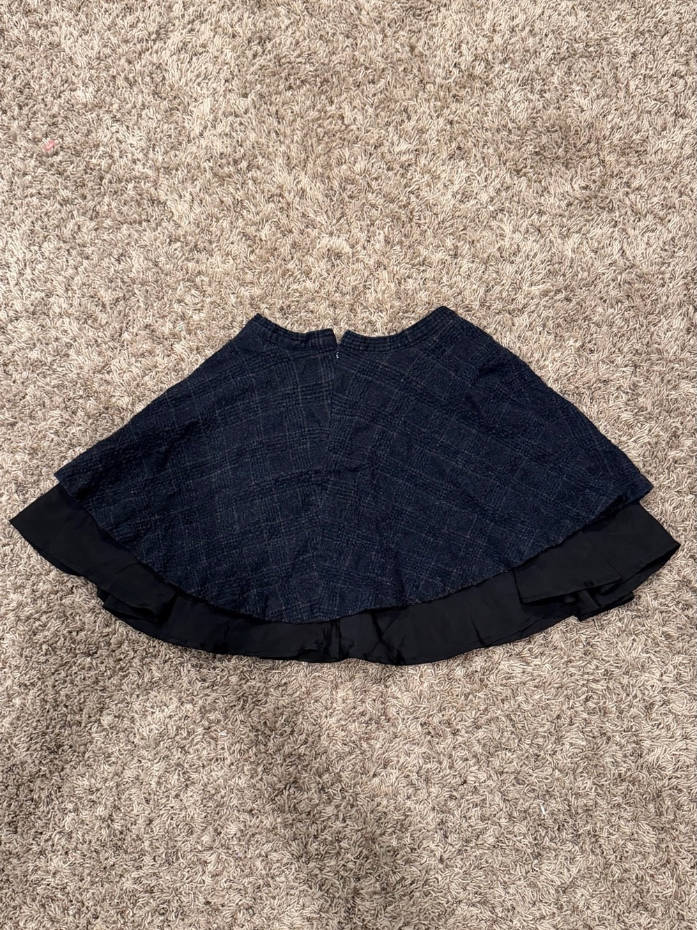 Navy Plaid Skirt with Zipper